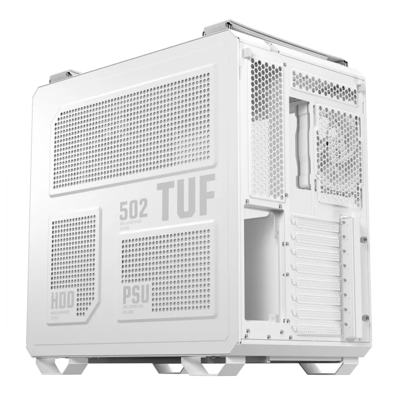 PC Case ASUS TUF GAMING GT502 Horizon TG ARGB White — Midi Tower, ATX, grūdintas stiklas, 4×3,5 colio nišos, maks. GPU 400 mm