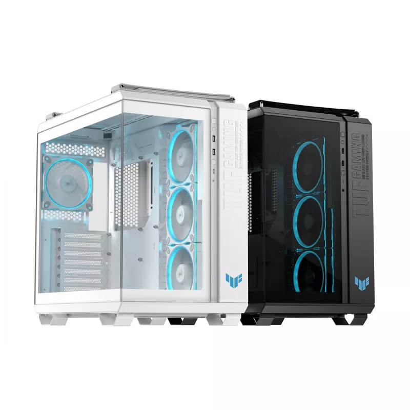 PC Case ASUS TUF GAMING GT502 Horizon TG ARGB White — Midi Tower, ATX, grūdintas stiklas, 4×3,5 colio nišos, maks. GPU 400 mm