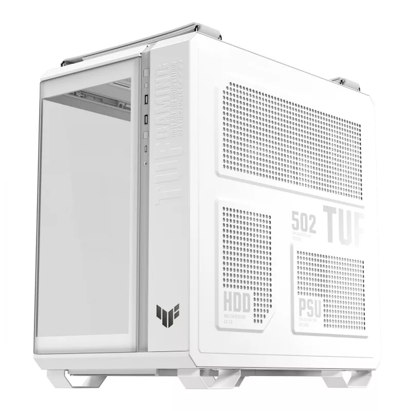 PC Case ASUS TUF GAMING GT502 Horizon TG ARGB White — Midi Tower, ATX, grūdintas stiklas, 4×3,5 colio nišos, maks. GPU 400 mm