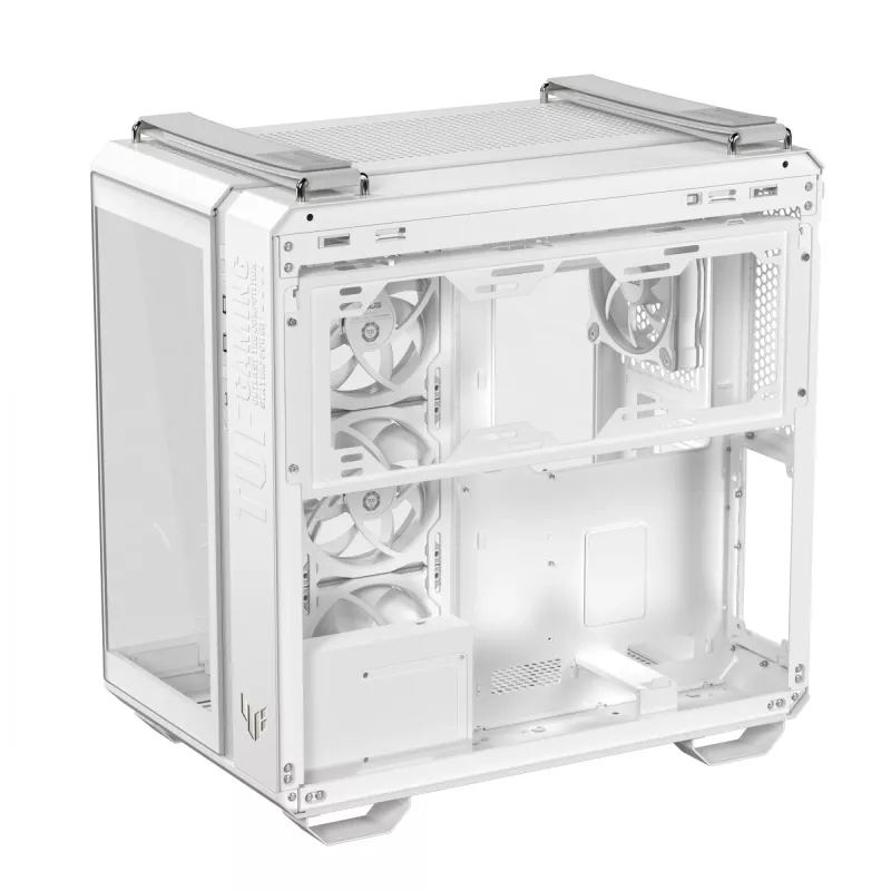 PC Case ASUS TUF GAMING GT502 Horizon TG ARGB White — Midi Tower, ATX, grūdintas stiklas, 4×3,5 colio nišos, maks. GPU 400 mm