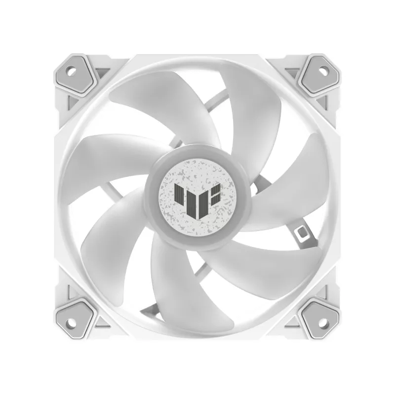 Oro aušintuvas ASUS TUF GAMING TF120 ARGB WHITE EDITION — 3×120 mm ventiliatoriai, 1900 RPM, 29 dB, nuotolinio valdymo pultelis