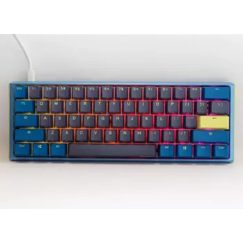 “Ducky One 3 Daybreak Mini” klaviatūra, žaidimų, USB, vokiška, juoda, mėlyna, žalia