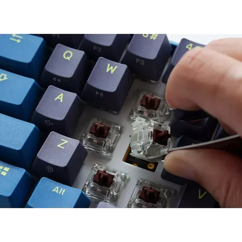 “Ducky One 3 Daybreak Mini” klaviatūra, žaidimų, USB, vokiška, juoda, mėlyna, žalia