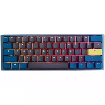 “Ducky One 3 Daybreak Mini” klaviatūra, žaidimų, USB, vokiška, juoda, mėlyna, žalia