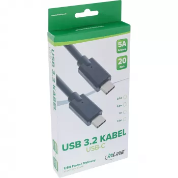 USB 3.2 Gen.2x2 kabelis InLine 35701A 1m USB-C laidas kištukas/kištukas juodas