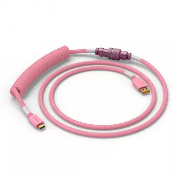 Suvyniota USB laido spiralė GLORIOUS GMMK Pixel Pink 1,5 m – nuimamas suvyniotas laidas klaviatūroms