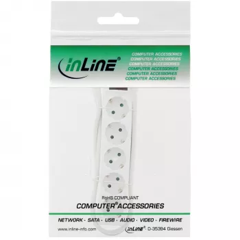 InLine kištukinis lizdas, 5-ių angų su įžeminimo kontaktu CEE 7/3, baltas, 1,5 m