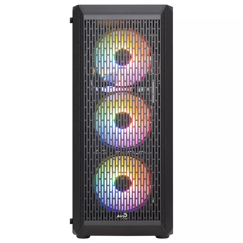Aerocool BEAMBKV2 Žaidimų ATX korpusas 4 ventiliatoriai 12 cm FRGB juodas, PC, juodas, ATX, micro ATX, Mini-ITX, žaidimams, mėlyna, žalia, raudona, priekis, šonas