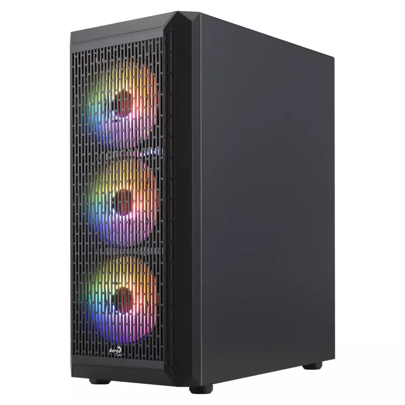 Aerocool BEAMBKV2 Žaidimų ATX korpusas 4 ventiliatoriai 12 cm FRGB juodas, PC, juodas, ATX, micro ATX, Mini-ITX, žaidimams, mėlyna, žalia, raudona, priekis, šonas