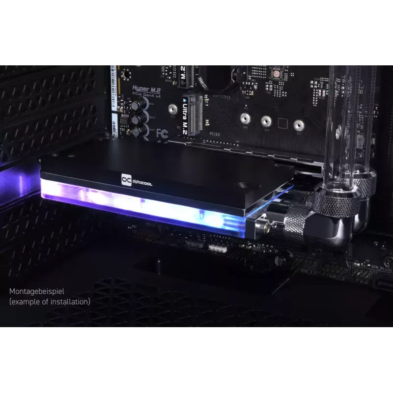 Alphacool Core M.2 NVMe PCIe 5.0 skysčio aušintuvas su galine plokšte