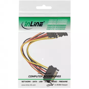 InLine SATA maitinimo Y kabelis SATA lizdas / 2x SATA kištukas su skląsčiais 0,15 m