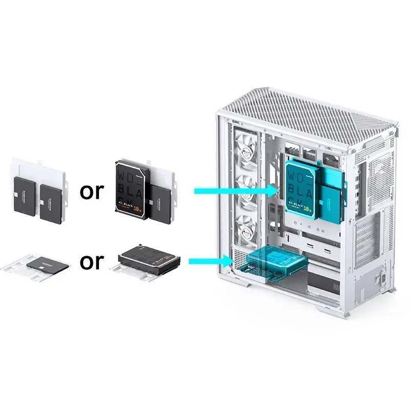 Kompiuterio korpusas Jonsbo D400 Midi Tower ATX grūdintas stiklas - baltas