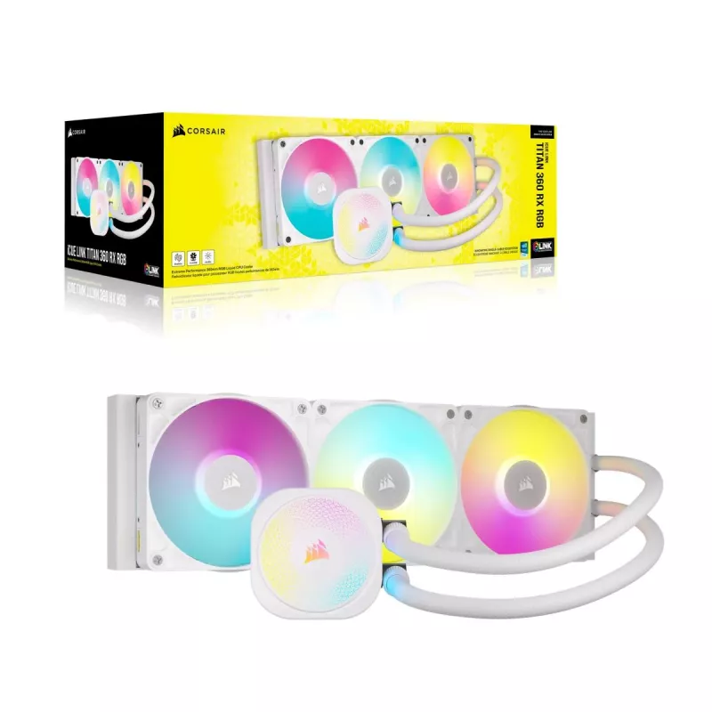 CORSAIR CPU aušintuvas - Icue Link Titan 360 Rx RGB Aio skysčio aušintuvas - baltas