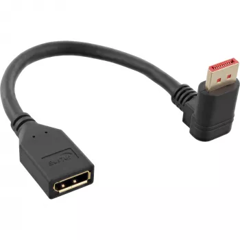 InLine DisplayPort 1.4 adapterio laidas M/F, 8K4K, žemyn nukreiptas, juodas/auksinis