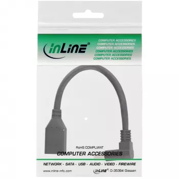 InLine DisplayPort 1.4 adapterio laidas M/F, 8K4K, žemyn nukreiptas, juodas/auksinis