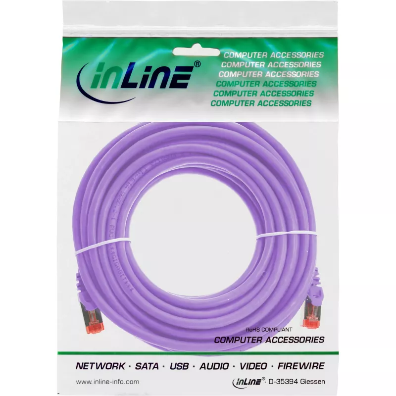 InLine komutacinis kabelis S/FTP PiMF Cat.6 250MHz PVC varinis violetinis 5m