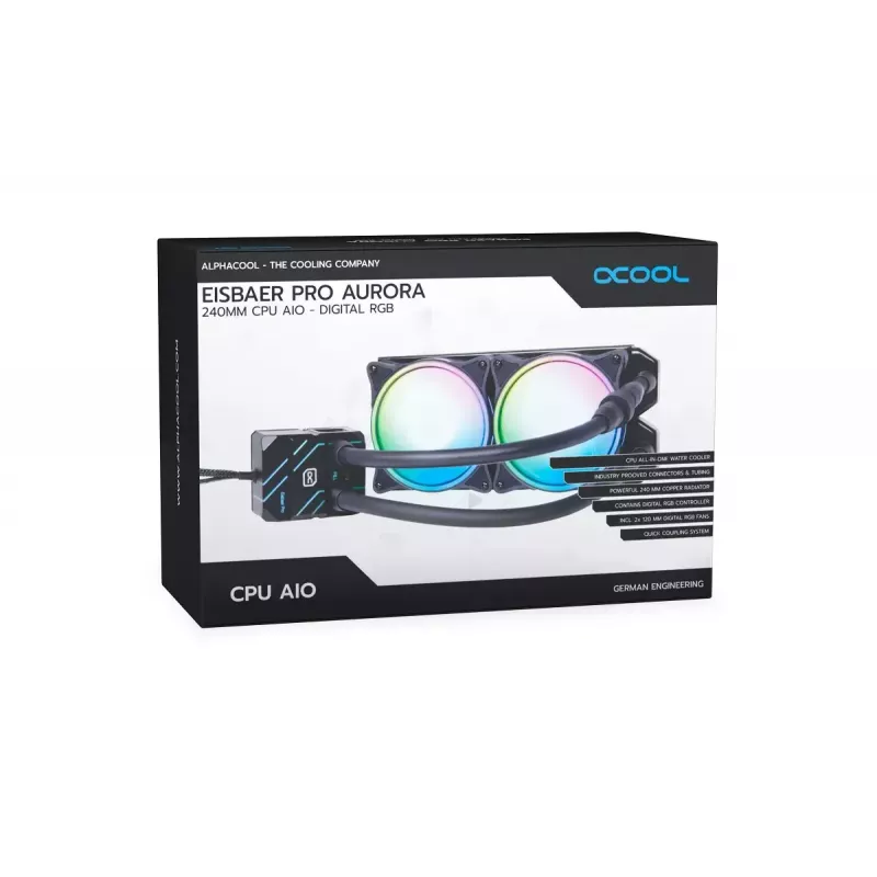 „Viskas viename“ skysčio aušintuvas „Alphacool Eisbaer Pro Aurora 240“