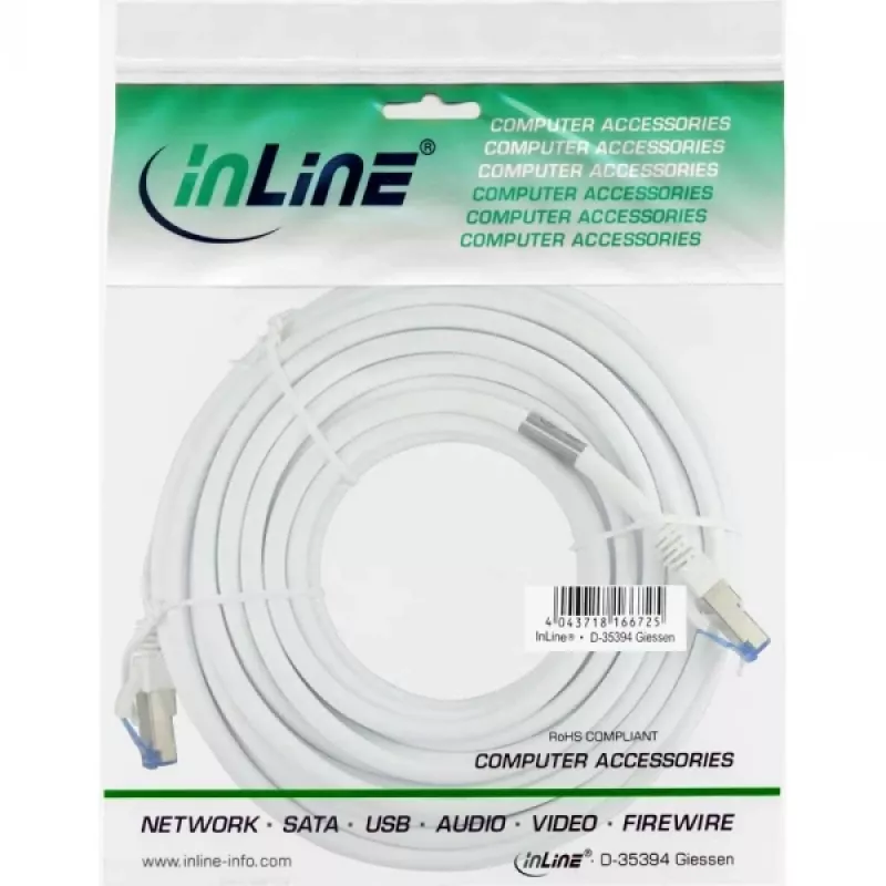InLine komutacinis kabelis S/FTP PiMF Cat.6A halogen free 500MHz white 5m