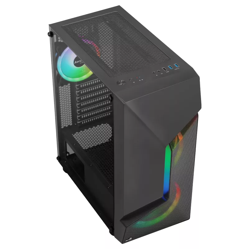 Aerocool SCAPEBKV3 Žaidimų ATX korpusas, priekinis RGB LED, grūdintas stiklas, 3x ARGB ventiliatoriai, juodas