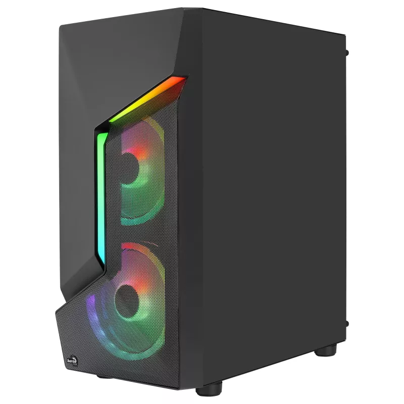 Aerocool SCAPEBKV3 Žaidimų ATX korpusas, priekinis RGB LED, grūdintas stiklas, 3x ARGB ventiliatoriai, juodas