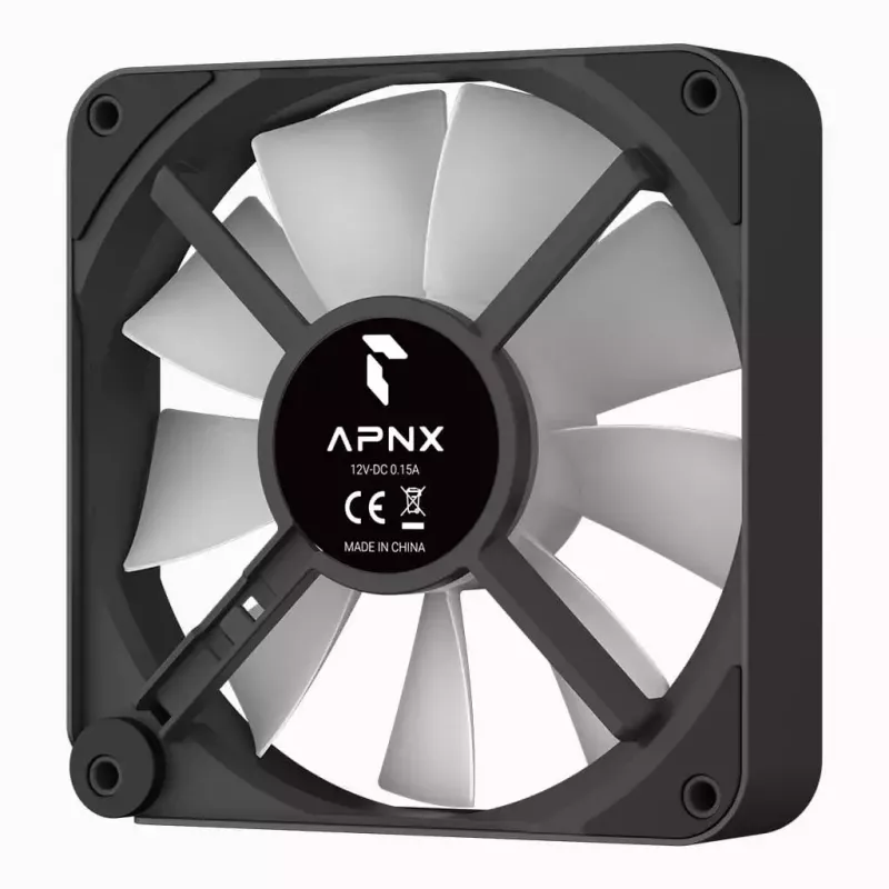 APNX FP2-120 PWM ARGB ventiliatorius, maksimalus oro srautas 83,87 cfm, juodas