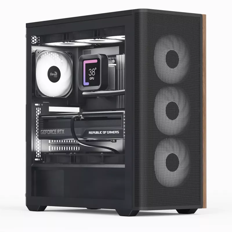 Aerocool D501A Midi Tower Juoda, Wood