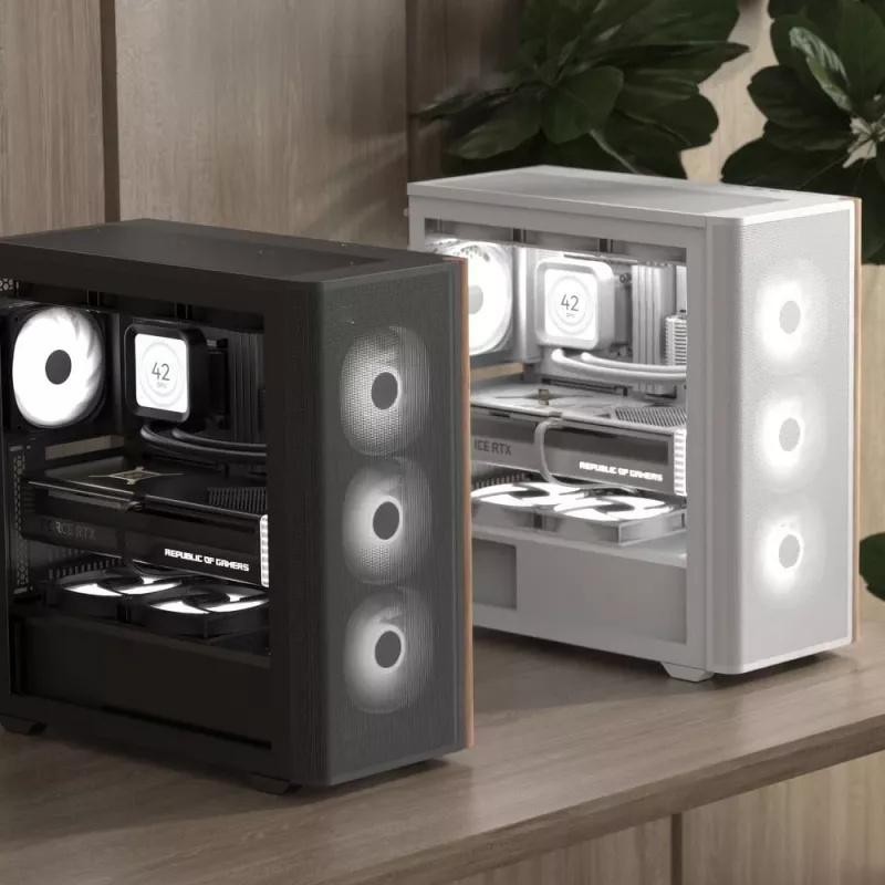 Aerocool D501A Midi Tower Juoda, Wood