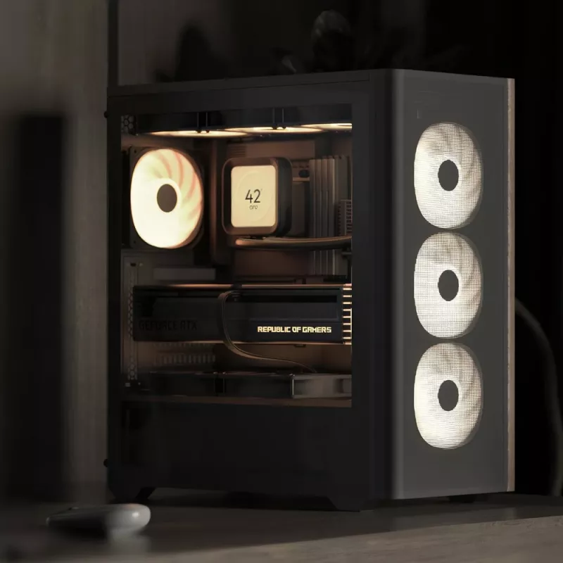 Aerocool D501A Midi Tower Juoda, Wood