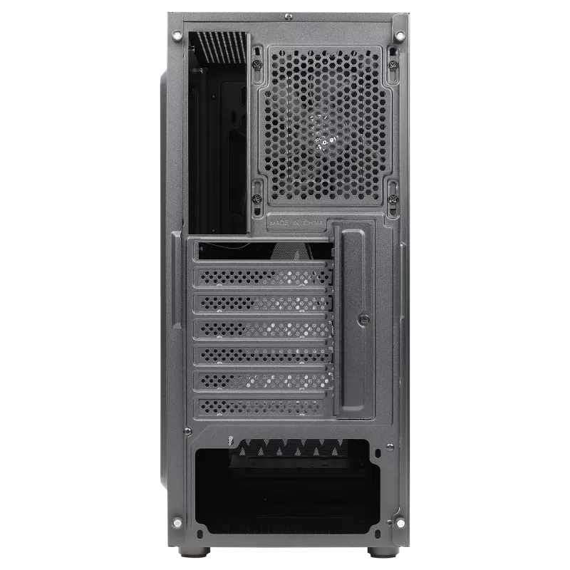 Aerocool DELTABKV1 ATX PC korpusas RGB priekis pilnas šoninis langas 12cm ventiliatorius juodas