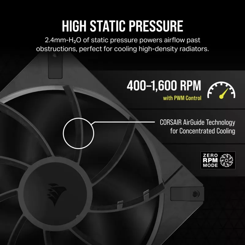 CORSAIR ventiliatorius – Rs serijos Rs140 Max 140 mm vienoje pakuotėje