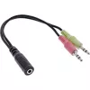 “InLine Audio” laisvų rankų įrangos adapterio laidas, 2x 3,5 mm kištukas į 3,5 mm 4 kontaktų lizdą, CTIA, 0,15 m