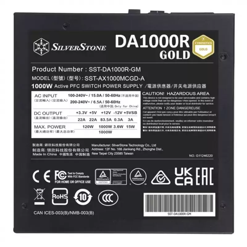 Maitinimo blokas Sidabrinėstone DA1000R Gold 1000 W
