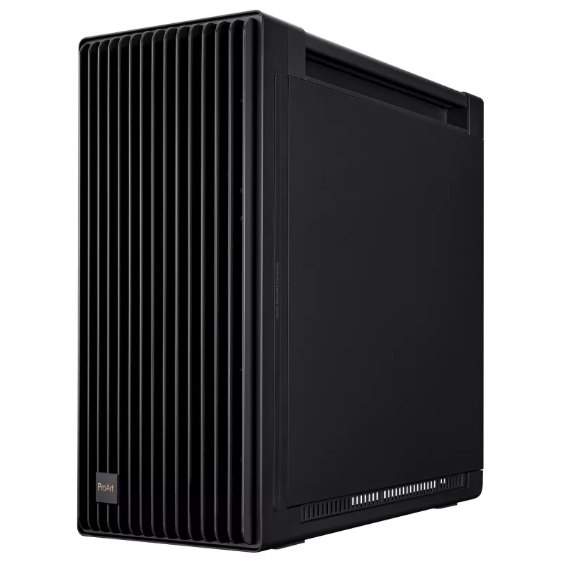 PC Case ASUS ProArt PA602 Midi Tower Juoda — ATX/EATX support, temperuotas stiklas, 2x200 mm priekiniai ventiliatoriai, 360 mm viršutinis radiatorius, GPU iki 450 mm