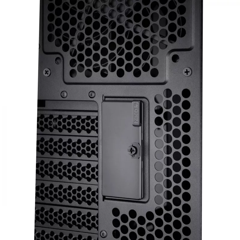 PC Case ASUS ProArt PA602 Midi Tower Juoda — ATX/EATX support, temperuotas stiklas, 2x200 mm priekiniai ventiliatoriai, 360 mm viršutinis radiatorius, GPU iki 450 mm