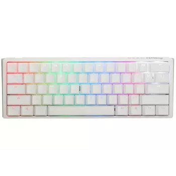Ducky One 3 Mini Pure White klaviatūra, skirta žaidimams, USB, vokiška, 61 klavišas, RGB LED