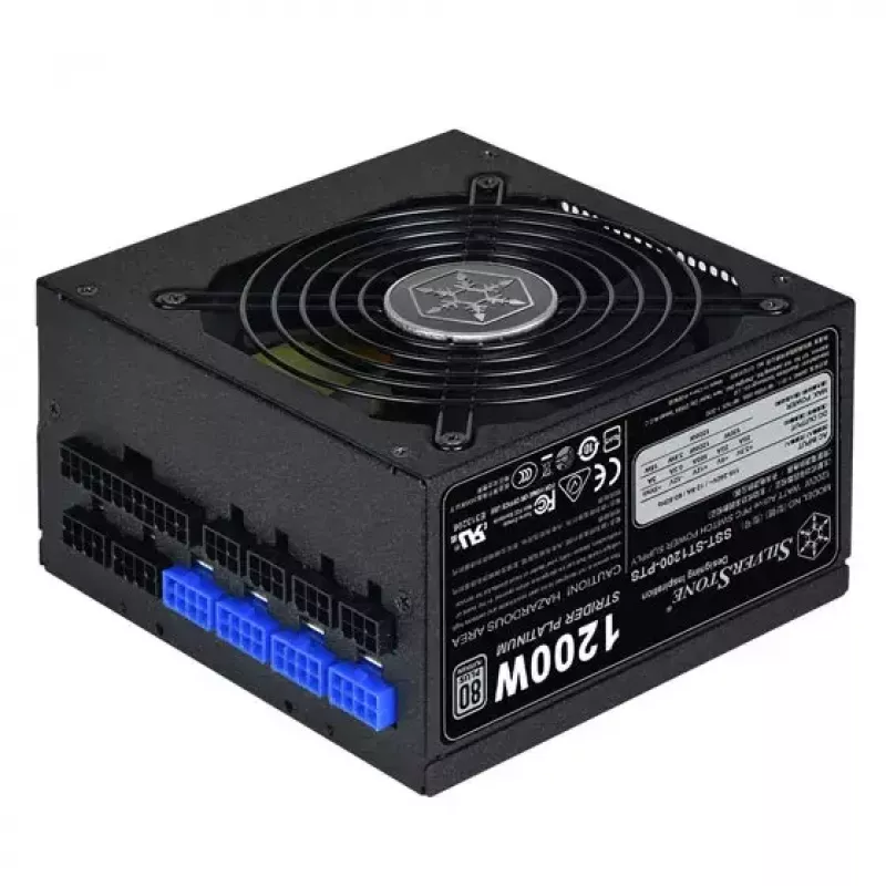 Maitinimo blokas SILVERSTONE ST1200-PTS 1200 W 80 PLUS Platinum, 20+4 kontaktų ATX, 120 mm ventiliatorius, juodas