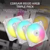 Corsair RS120 ARGB 12 cm ventiliatorius, baltas, 420–2100 RPM, 3 vnt.