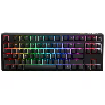 Mechaninė klaviatūra be skaitmenų bloko Ducky One 3 Classic TKL — laidinis USB, 87 klavišai, RGB apšvietimas, JAV anglų k., juoda/baltos spalvos