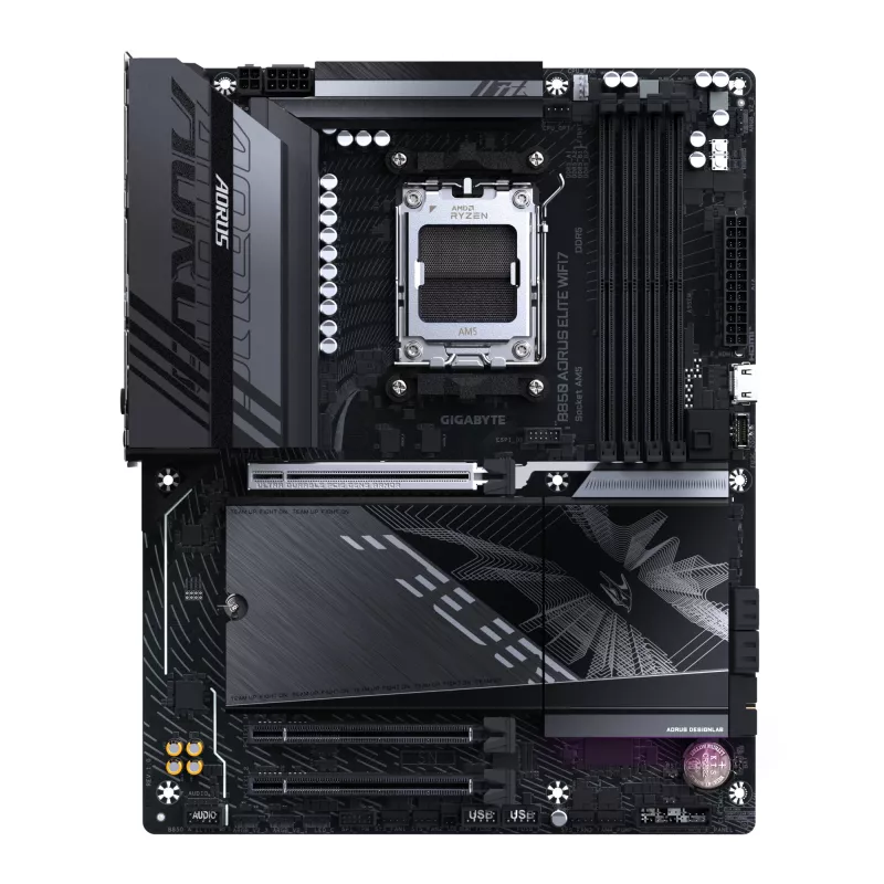 Motininė plokštė GIGABYTE B850 AORUS ELITE WIFI7 — AMD B850, Socket AM5, ATX, DDR5, 4x DIMM, 256GB, Wi‑Fi 7, 2.5Gb LAN