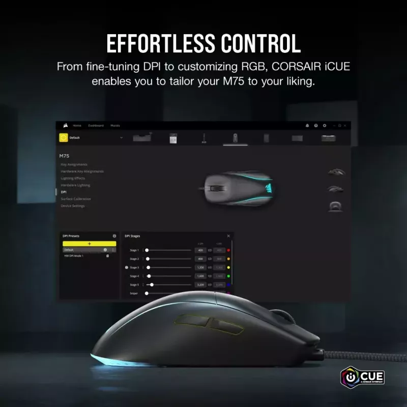 Pelė Corsair M75 Lightweight RGB USB Type-A