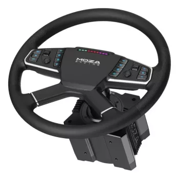 Moza Racing TSW vairas, Vairas, PC, Laidinis ir belaidis, Juoda, Aliuminis, Dirbtinė oda, Polimeras, Kabelis