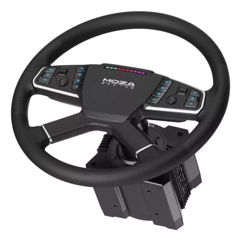 Moza Racing TSW vairas, Vairas, PC, Laidinis ir belaidis, Juoda, Aliuminis, Dirbtinė oda, Polimeras, Kabelis