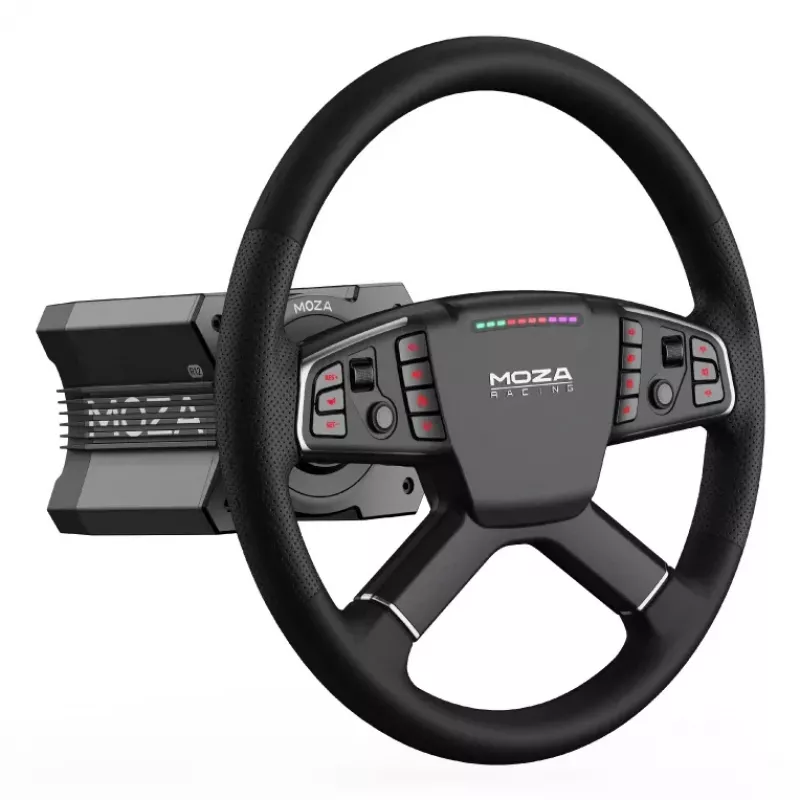 Moza Racing TSW vairas, Vairas, PC, Laidinis ir belaidis, Juoda, Aliuminis, Dirbtinė oda, Polimeras, Kabelis