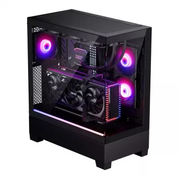 PC case Phanteks XT View Tower Juoda — Midi-Tower, grūdintas stiklas, RGB, palaiko ATX/EATX/Micro-ATX/Mini-ITX, GPU iki 41,5 cm, CPU aušintuvas 184 mm