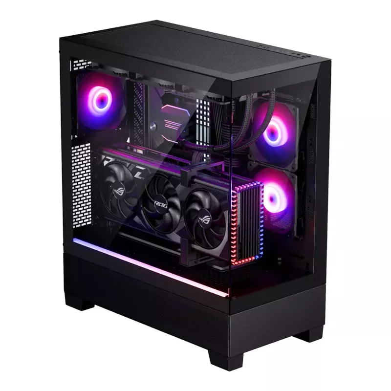 PC case Phanteks XT View Tower Juoda — Midi-Tower, grūdintas stiklas, RGB, palaiko ATX/EATX/Micro-ATX/Mini-ITX, GPU iki 41,5 cm, CPU aušintuvas 184 mm