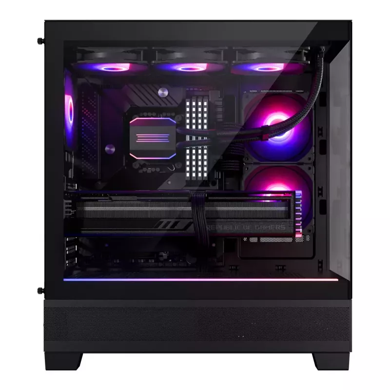 PC case Phanteks XT View Tower Juoda — Midi-Tower, grūdintas stiklas, RGB, palaiko ATX/EATX/Micro-ATX/Mini-ITX, GPU iki 41,5 cm, CPU aušintuvas 184 mm