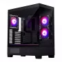 PC case Phanteks XT View Tower Juoda — Midi-Tower, grūdintas stiklas, RGB, palaiko ATX/EATX/Micro-ATX/Mini-ITX, GPU iki 41,5 cm, CPU aušintuvas 184 mm