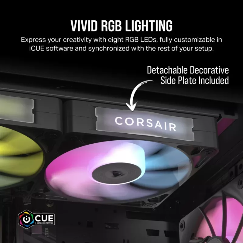 Ventiliatorius Corsair iCUE LINK RX140 RGB 14 cm juodas 300–1700 aps./min. magnetinis guolis