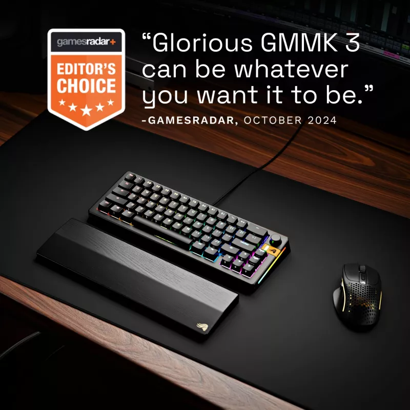 Glorious Gaming GMMK 3 HE 65% iš anksto surinkta laidinė juoda - US, laidinė, USB, mechaninė, QWERTY, RGB LED, juoda