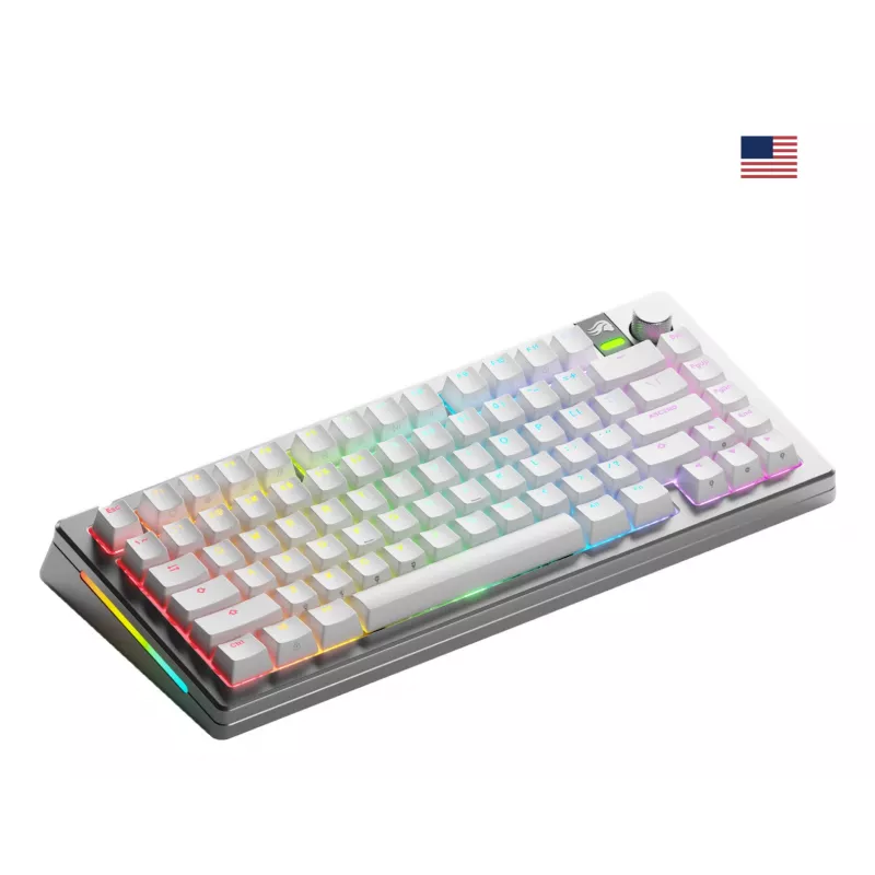 Mechaninė klaviatūra GLORIOUS GMMK 3 PRO 75% Prebuilt Wireless, USB + RF + Bluetooth, QWERTY, sidabrinė